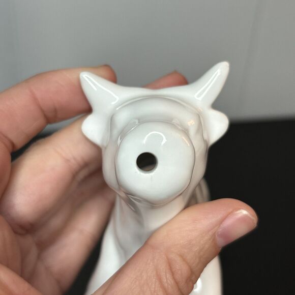 White Ceramic Cow Creamer 7” Rustic Farmhouse Chic - Picture 8 of 8